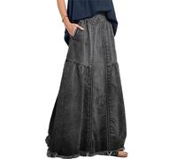 seiveini Jeansrock Damen Lang Denim Rock A-Line Höhe Taille Elastische Jeans Röcke Damen Elegant Sommerrock Freizeitrock High Waist