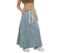 seiveini Jeansrock Damen Lang Denim Rock A-Line Höhe Taille Elastische Jeans Röcke Damen Elegant Sommerrock Freizeitrock High Waist