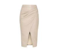 seiveini Lederrock Damen Lang Bleistiftrock Elegant PU Leder Rock mit Schlitz Rockabilly Kunstleder Röcke Midi Bodycon A Beige
