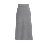 seiveini Rock Damen Lang Elegant Strickrock Stretch Einfarbig Midi Röcke mit Schlitz Rippenstrick Winterrock A Hellgrau 4XL
