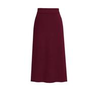 seiveini Rock Damen Lang Elegant Strickrock Stretch Einfarbig Midi Röcke mit Schlitz Rippenstrick Winterrock A Weinrot XL