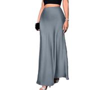 seiveini Rock Damen Lang Sommerrock Elegant Hohe Taille Satin Bleistiftrock für Cocktail Party Abend A Grau XL
