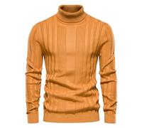 seiveini Rollkragenpullover Herren Slim Fit Pullover Langarm Winter Strickpullover Rollkragen Pulli Warm Sweater C Gelb L