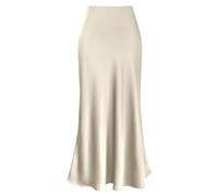 seiveini Satin Rock Damen Lang Elegant Sommer Röcke Hohe Taille Maxirock Plissee Sommerrock Flowy A Aprikose XXL