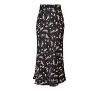 seiveini Satin Rock Damen Lang Elegant Sommer Röcke Hohe Taille Maxirock Plissee Sommerrock Flowy B Blumen-Schwarz XL