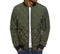 seiveini Steppjacke Herren Leichte Übergangsjacke mit Stehkragen Daunenjacken Ohne Kapuzen Winterjacke für Männer Jacket Parka Outdoorjacke B Armeegrün XL