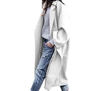 seiveini Wintermantel Damen Lang Wollmantel Winter Warm Wolljacke Lässige Blazermantel Warme mit Reverskragen Trenchjacke Outwear A Weiß M