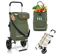 Sekey 3-in-1 Faltbarer Einkaufstrolley mit Kühlfach und Spanngurt Grün