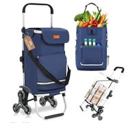 Sekey 3-in-1 Faltbarer Einkaufstrolley Treppensteiger mit Kühlfach und Spanngurt Blau