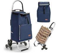 Sekey 50L Aluminium Einkaufstrolley Klappbar Treppensteiger mit Kühlfach Blau