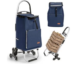 Sekey 50L Aluminium Einkaufstrolley Klappbar Treppensteiger mit Kühlfach Blau