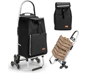 Sekey 50L Aluminium Einkaufstrolley Klappbar Treppensteiger mit Kühlfach Schwarz