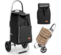 Sekey Aluminium Einkaufstrolley Handwagen Faltbar 25KG Tragkraft 50L Schwarz