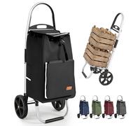 Sekey Einkaufstrolley klappbar, XXL Einkaufstasche mit Kühlfach, | Aluminiumrahmen, faltbarer Einkaufswagen, Shopping Trolley für Einkauf und Alltag, Schwarz