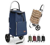 Sekey Einkaufstrolley klappbar, XXL Einkaufstasche mit Kühlfach, Faltbarer Einkaufswagen, Shopping Trolley für Einkauf, Camping, Picknick und Outdoor, Blau
