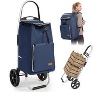 Sekey Einkaufstrolley mit Kühlfach Aluminium Rahmen 50L Rucksack Blau