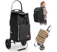 Sekey Einkaufstrolley mit Kühlfach Aluminium Rahmen 50L Rucksack Schwarz