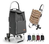 Sekey Einkaufstrolley Treppensteiger klappbar, XXL Einkaufstasche mit Kühlfach, Aluminiumrahmen, 3+3 Räder, Faltbarer Shopping Trolley, Einkaufswagen für Treppen & Alltag, Grau
