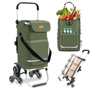 Sekey 3-in-1 Faltbarer Einkaufstrolley Treppensteiger mit Kühlfach und Spanngurt Grün