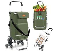 Sekey 3-in-1 Faltbarer Einkaufstrolley Treppensteiger mit Kühlfach und Spanngurt Grün