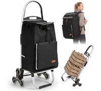 Sekey Treppensteiger Einkaufstrolley Klappbar Einkaufswagen mit Rucksack Schwarz