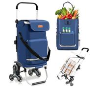 Sekey 3-in-1 Faltbarer Einkaufstrolley Treppensteiger mit Kühlfach und Spanngurt Blau