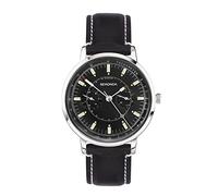 Sekonda 1978 Herren-Quarzuhr mit analoger Tages-/Datumsanzeige und Lederarmband, 38 mm, Schwarz, Armband