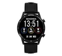Sekonda Active Go Unisex-Smartwatch-Uhr mit schwarzem Gehäuse und Silikonarmband mit LCD-Zifferblatt, 45 mm