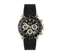 Sekonda Classic Circuit Herren-Chronograph, 43 mm, analog, Datumsanzeige, Edelstahlarmband, Schwarz, Schwarz, Gold, Klassisch