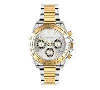 Sekonda Classic Circuit Herren-Chronograph 43 mm mit analoger Datumsanzeige und Edelstahlarmband, zweifarbig, Silber, Armband