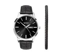 Sekonda Classic Jackson Geschenkset Herren 40 mm Quarzuhr in Schwarz mit analoger Tages-/Datumsanzeige und schwarzem Lederarmband