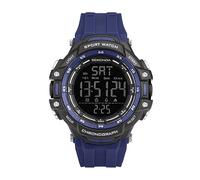 Sekonda Crossfell Digitale Herren-Quarzuhr, 53 mm, schwarzes LCD mit digitaler 100-Jahres-Kalenderanzeige und schwarzem Kunststoffarmband, Blau, Blau, Armband