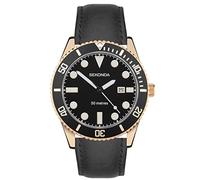 Sekonda Dive Oceans Herren 43 mm Quarzuhr mit Analog-Datumsanzeige und Edelstahlarmband, schwarz/schwarz, Armband