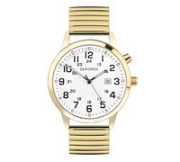Sekonda Easy Reader Herren-Armbanduhr, 46 mm, Quarz, analog, Datumsanzeige, Edelstahl-Armband, gold, Armband