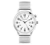 Sekonda Easy Reader Herren-Quarzuhr 46 mm in Weiß mit analoger Datumsanzeige und Edelstahlarmband, silber, Armband