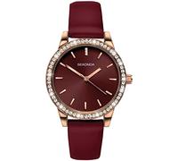 Sekonda Editions Damen-Armbanduhr Analog Quarz mit roségoldenem Gehäuse und burgunderrotem Armband 40335