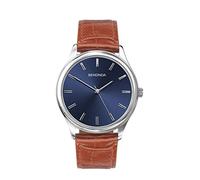 Sekonda Herren Armbanduhr Analog Quarz mit blauem Zifferblatt und braun Lederband 1534