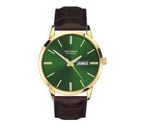 Sekonda Jackson Classic Herren-Quarzuhr mit analoger Tages-/Datumsanzeige und Lederarmband, 40 mm, Grün, Braun, Armband
