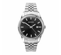 SEKONDA King Classic Herren-Quarzuhr 40 mm in Schwarz mit analoger Datumsanzeige und silbernem Edelstahlarmband 30156