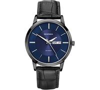 Sekonda Klassische analoge Quarzuhr für Herren mit blauem Zifferblatt und schwarzem Lederarmband 1922, Klassisch, Kleid