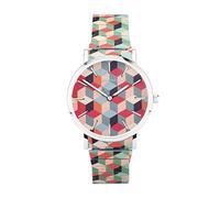 Sekonda Maxima 40575 Damen-Quarzuhr, 38 mm, Mehrfarbig mit Analog-Anzeige, geometrisch gemustertes Edelstahlarmband