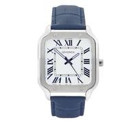 Sekonda Rene Herren-Quarzuhr in Silber mit Analog-Anzeige und blauem Lederarmband, 39 mm