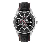 Sekonda Sport Midnight Herren-Chronograph, 44 mm, analog, Datumsanzeige, silberfarbenes Edelstahlarmband, Schwarz, Schwarz, Armband