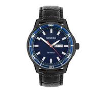 Sekonda Sport Midnight Herren-Quarzuhr mit analoger Tages-/Datumsanzeige und silbernem Edelstahlarmband, 44 mm, blau, schwarz, Japanisch