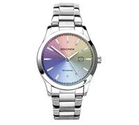 Sekonda Taylor Damen 34 mm Quarzuhr mit analoger Datumsanzeige und silbernem Edelstahlarmband, regenbogenfarben, Armband
