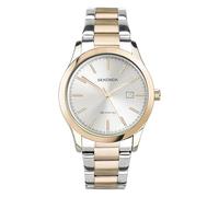 Sekonda Taylor Damen 34 mm Quarzuhr mit analoger Datumsanzeige und zweifarbigem Edelstahlarmband, Silber, Armband