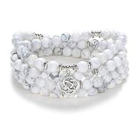 Selbstfindung Mala Keltische Geschenkideen 108 Mala Stein Perlen Armband Kristall Halskette mit Infinity Knoten Glücksbringer, Stein