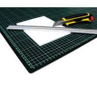 Selbstheilende Schneidematten 600mm x 450mm, grün/schwarz, mit Raster, für Werkstatt, Büro, Schule, Haushalt, Nähen