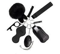 Selbstverteidigung Frauen Schlüsselanhänger Set mit Persönlicher Alarm, Sicherheits Schlüsselanhänger Set mit Sicherheitshammer, Pfeife und Pom Pom, Self Defense Keychain Geschenke für Frauen