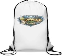 Select Happiness For Life Success Gym Sack Casual Drawstring Bag White